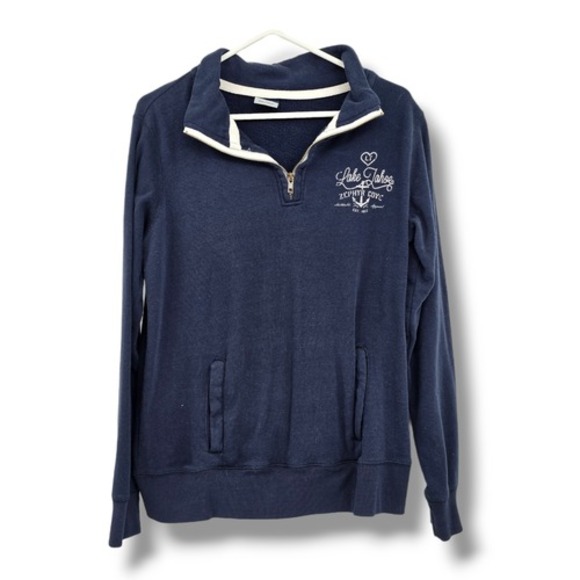 MV Sport Tops - MV Sport Women's Lake Tahoe Zephyr Cove Pull Over 1/4 Zip Sweatshirt Blue Large